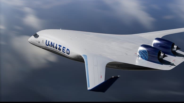 Commercial JetZero flying in the skies against the clouds Commercial JetZero flying in the skies against the clouds