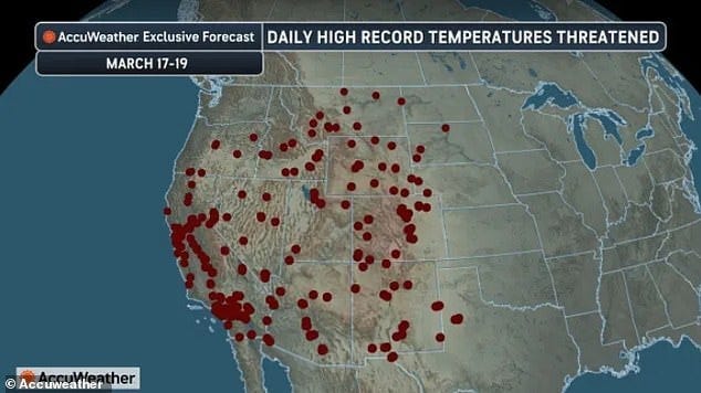 Dozens of cities are expected to set new records for warmth this week, from the Canadian border in Montana to the Southern border in California and Arizona Dozens of cities are expected to set new records for warmth this week, from the Canadian border in Montana to the Southern border in California and Arizona