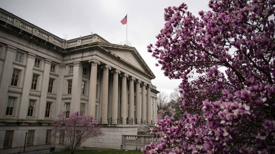The US Treasury building in Washington, DC, on Monday, March 13, 2023. The US Treasury building in Washington, DC, on Monday, March 13, 2023.