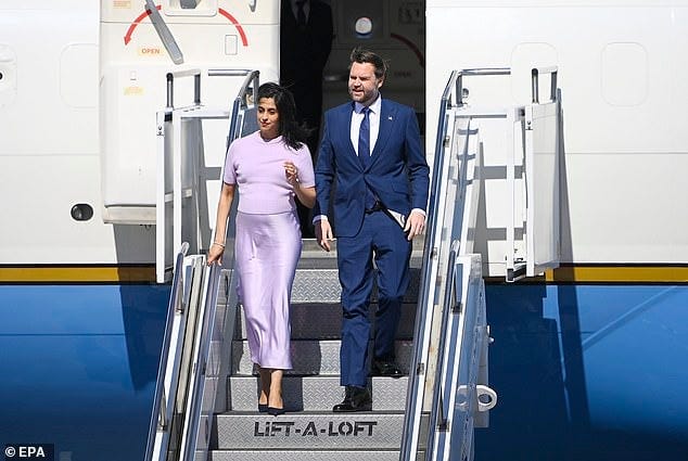 US Vice President JD Vance and Second Lady Usha Vance leave Air Force Two US Vice President JD Vance and Second Lady Usha Vance leave Air Force Two