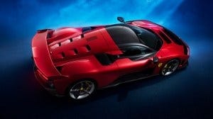 A rear 3/4 view of the Ferrari F80 A rear 3/4 view of the Ferrari F80