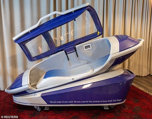 The 'Sarco' pod, which creators say allows its occupant to push a button and trigger their own death The 'Sarco' pod, which creators say allows its occupant to push a button and trigger their own death