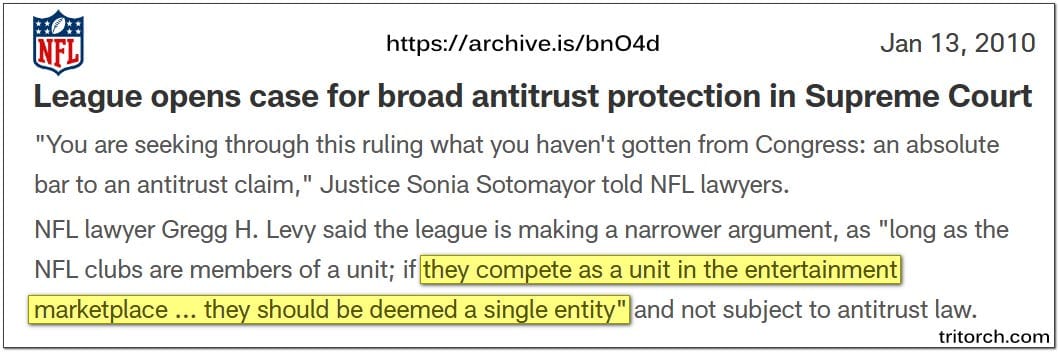 NFL opens case before supreme court to argue they are entertainment not competition NFL opens case before supreme court to argue they are entertainment not competition