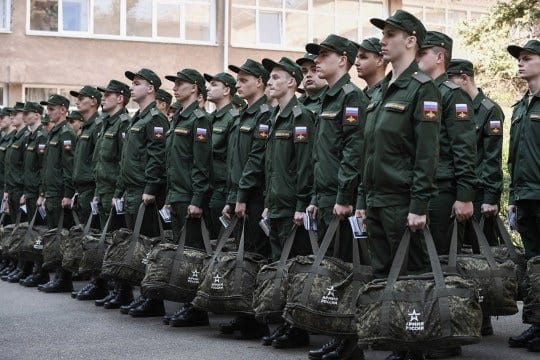 A group of new soldiers are seen before heading to the front A group of new soldiers are seen before heading to the front