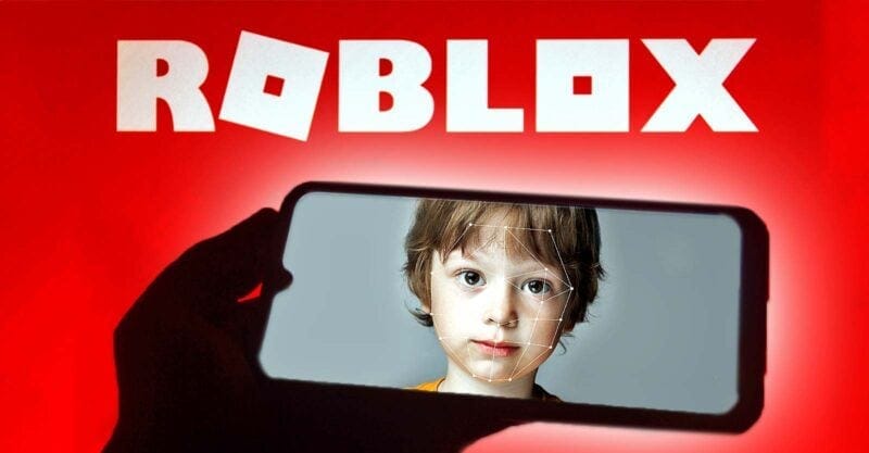 roblox logo and boy with facial recognition on him roblox logo and boy with facial recognition on him