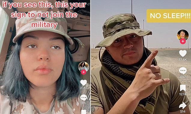 US Army faces 'TikTok mutiny' as Gen Z recruits whine about low pay, 'sh***y' food and FITNESS TESTS while on bases in uniform | Daily Mail Online US Army faces 'TikTok mutiny' as Gen Z recruits whine about low pay, 'sh***y' food and FITNESS TESTS while on bases in uniform | Daily Mail Online