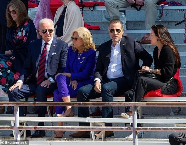 Joe Biden, left, and Hunter second from right: This week Sen. Chuck Grassley said the Burisma executive who allegedly paid Joe Biden a bribe has kept 17 audio recordings of phone calls as an 'insurance policy' Joe Biden, left, and Hunter second from right: This week Sen. Chuck Grassley said the Burisma executive who allegedly paid Joe Biden a bribe has kept 17 audio recordings of phone calls as an 'insurance policy'