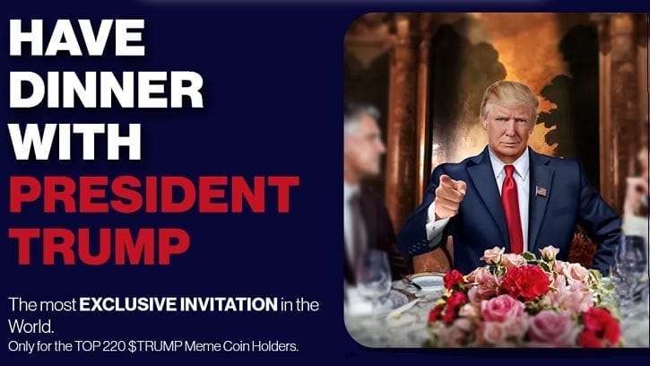 Trump Meme Coin Dinner Promotion Trump Meme Coin Dinner Promotion