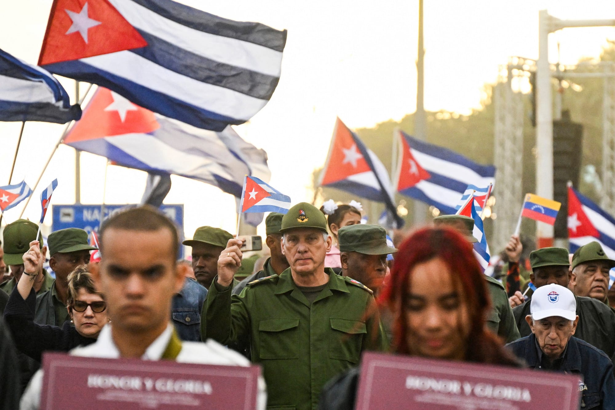Cuba's President Miguel Diaz-Canel (center) has repeatedly denounced the Trump administration’s hostile rhetoric. In January, he said that his government was 'ready to defend the homeland to the last drop of blood' Cuba's President Miguel Diaz-Canel (center) has repeatedly denounced the Trump administration’s hostile rhetoric. In January, he said that his government was 'ready to defend the homeland to the last drop of blood'