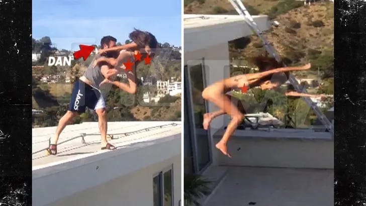 Dan Bilzerian pushes woman off rooftop. Dan Bilzerian pushes woman off rooftop.