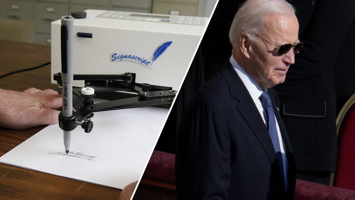 autopen, left; Biden at right autopen, left; Biden at right