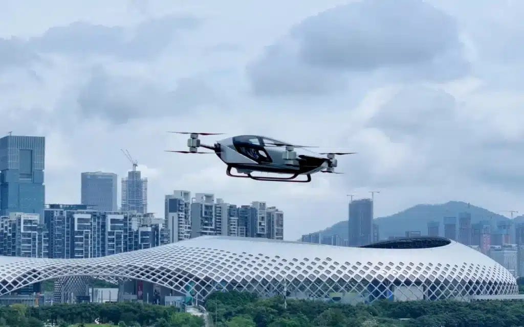 Xpeng-X2 flying cars over Chinese city Xpeng-X2 flying cars over Chinese city