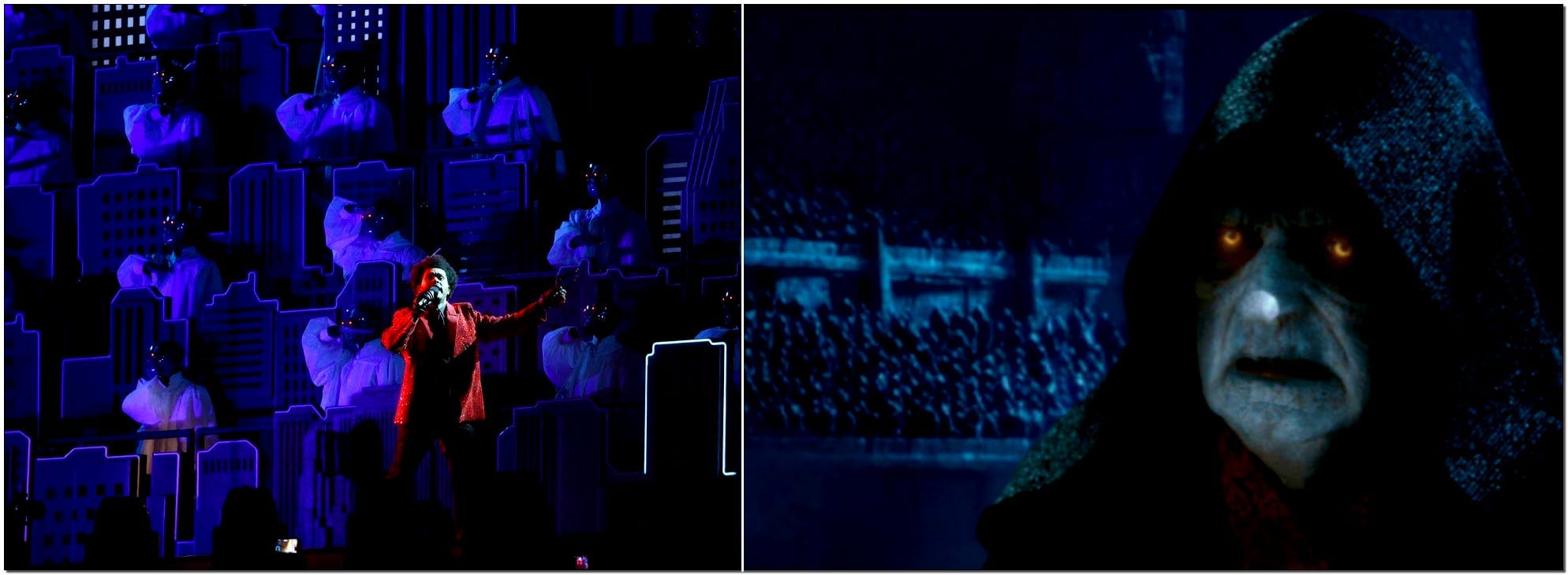 Super Bowl 2021: The Weekend (lucifer) Singing in Front of His Fallen Brethren. Similar theme as Rise of Skywalker Ending with Palpatine Super Bowl 2021: The Weekend (lucifer) Singing in Front of His Fallen Brethren. Similar theme as Rise of Skywalker Ending with Palpatine
