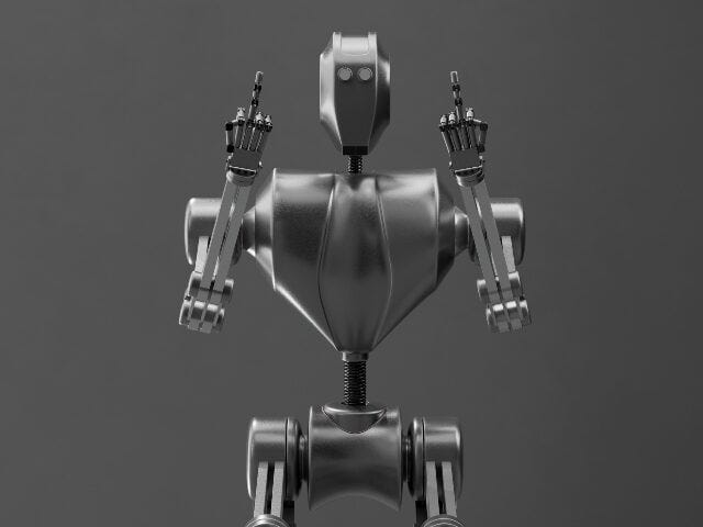 A rude robot flips the bird A rude robot flips the bird