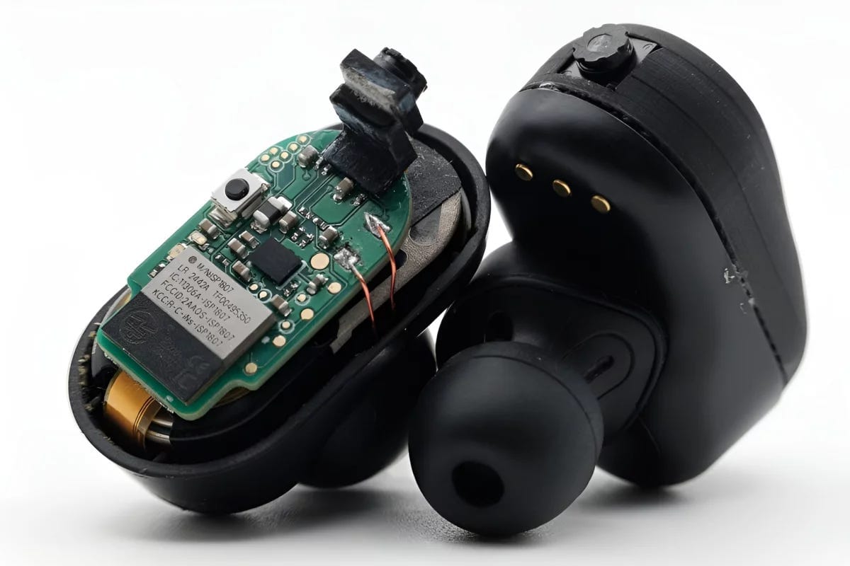 The current VueBuds prototype – a set of Sony WF-1000XM3 earbuds with tiny added cameras The current VueBuds prototype – a set of Sony WF-1000XM3 earbuds with tiny added cameras