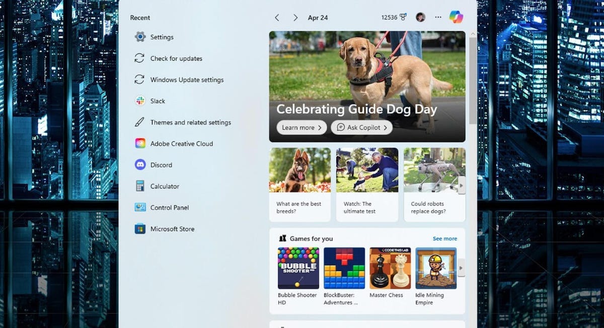 Screenshot of new Windows 11 start menu Screenshot of new Windows 11 start menu