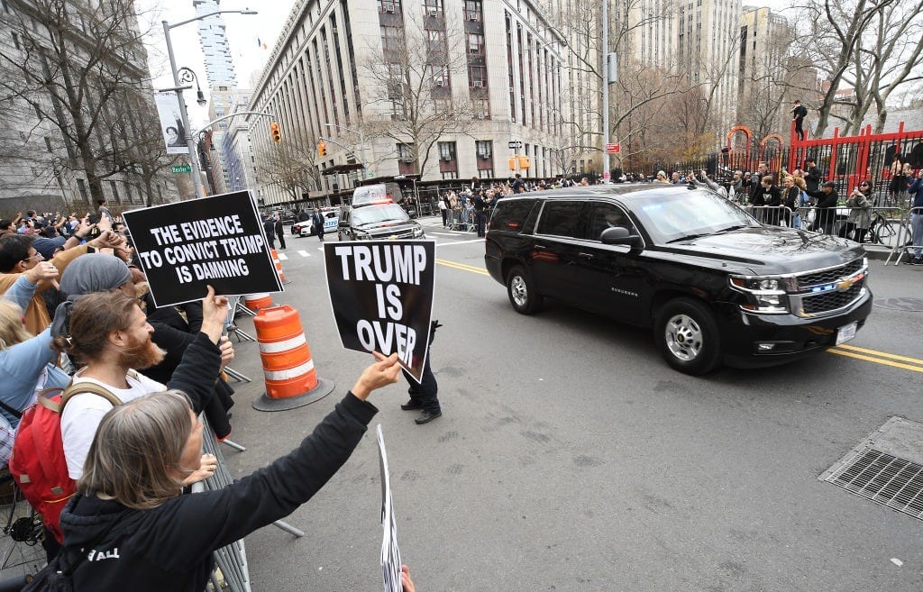 Trump's motorcade leaves Manhattan Criminal Courthouse. Trump's motorcade leaves Manhattan Criminal Courthouse.