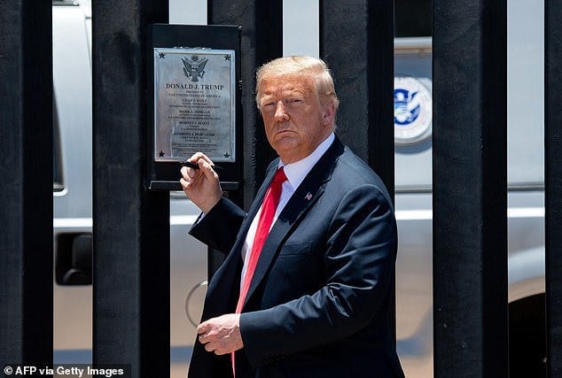 Trump's planned border wall was immediately halted by Joe Biden when he entered the White House. The former president had earmarked as much as $16 billion for his flagship policy. Trump's planned border wall was immediately halted by Joe Biden when he entered the White House. The former president had earmarked as much as $16 billion for his flagship policy.