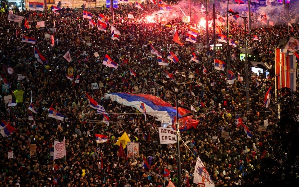 Large anti-corruption protest in Belgrade, Serbia. Large anti-corruption protest in Belgrade, Serbia.