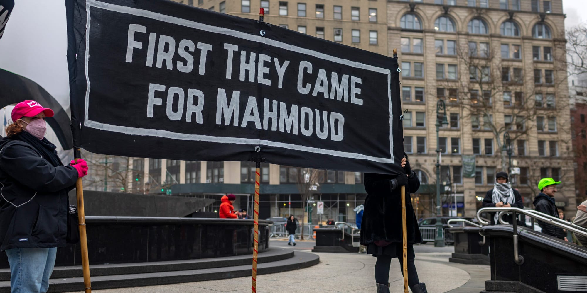 Rabbis and Jewish communal leaders rally outside of ICE headquarters to denounce the abduction of Mahmoud Khalil under the guise of fighting antisemitism on March 20, 2025, in NYC. Rabbis and Jewish communal leaders rally outside of ICE headquarters to denounce the abduction of Mahmoud Khalil under the guise of fighting antisemitism on March 20, 2025, in NYC.