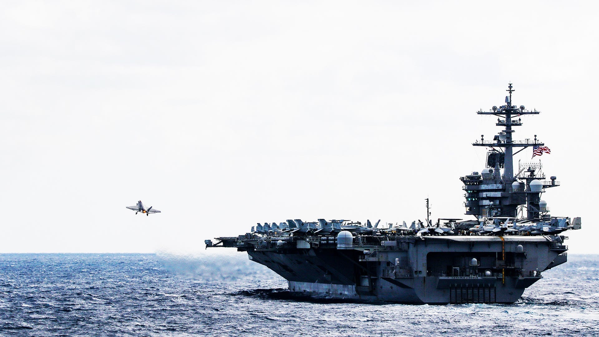 The aircraft carrier USS Abraham Lincoln is now in the Indian Ocean. The aircraft carrier USS Abraham Lincoln is now in the Indian Ocean.