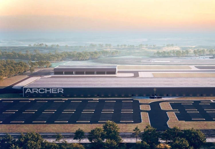 Concept drawing of an Archer manufacturing facility. Concept drawing of an Archer manufacturing facility.