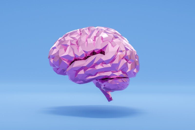 Abstract image of a pink brain against a blue background. Abstract image of a pink brain against a blue background.