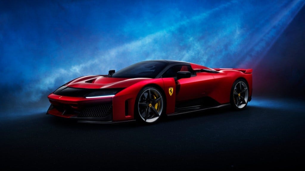 A front 3/4 view of the Ferrari F80 A front 3/4 view of the Ferrari F80