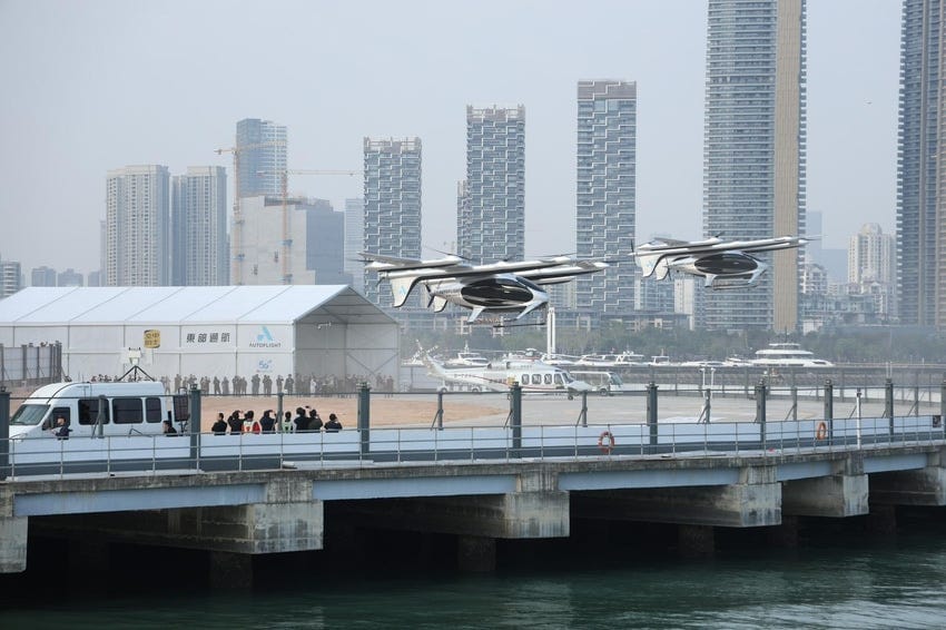 AutoFlight conducted its first inter-city electric taxi trip in China.