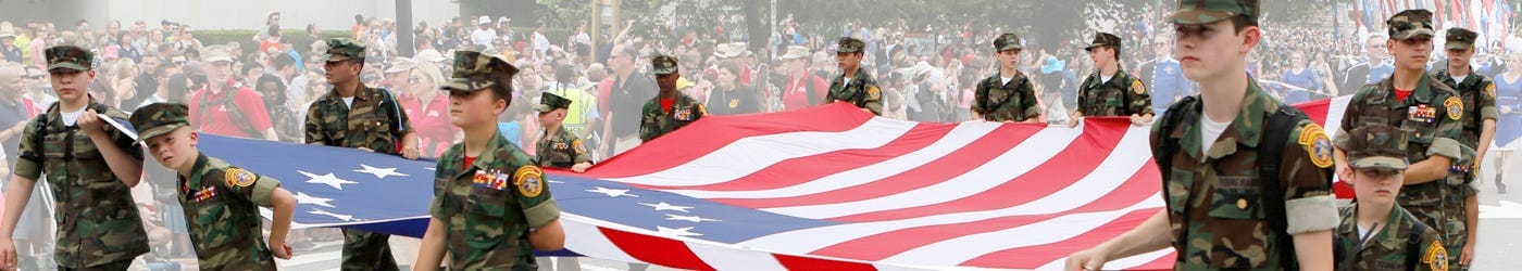 Young Marines carrying Flag Young Marines carrying Flag