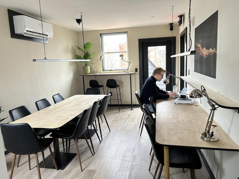 Martin Beugeling, 28, works on his laptop in the co-working room at Cohabs’s first D.C. location, in Columbia Heights. (Photo by Aaron Wiener/The Washington Post) Martin Beugeling, 28, works on his laptop in the co-working room at Cohabs’s first D.C. location, in Columbia Heights. (Photo by Aaron Wiener/The Washington Post)