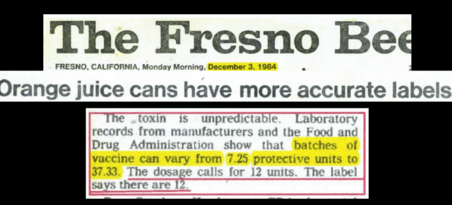 Click to enlarge Fresno Bee DPT vaccine toxin