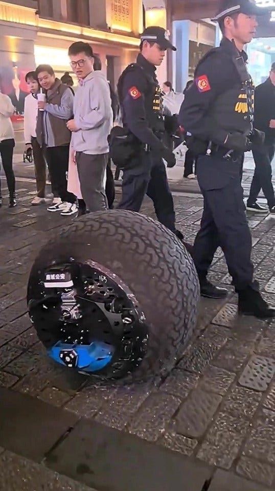 The RT-G was seen accompanied by law enforcement around a city The RT-G was seen accompanied by law enforcement around a city