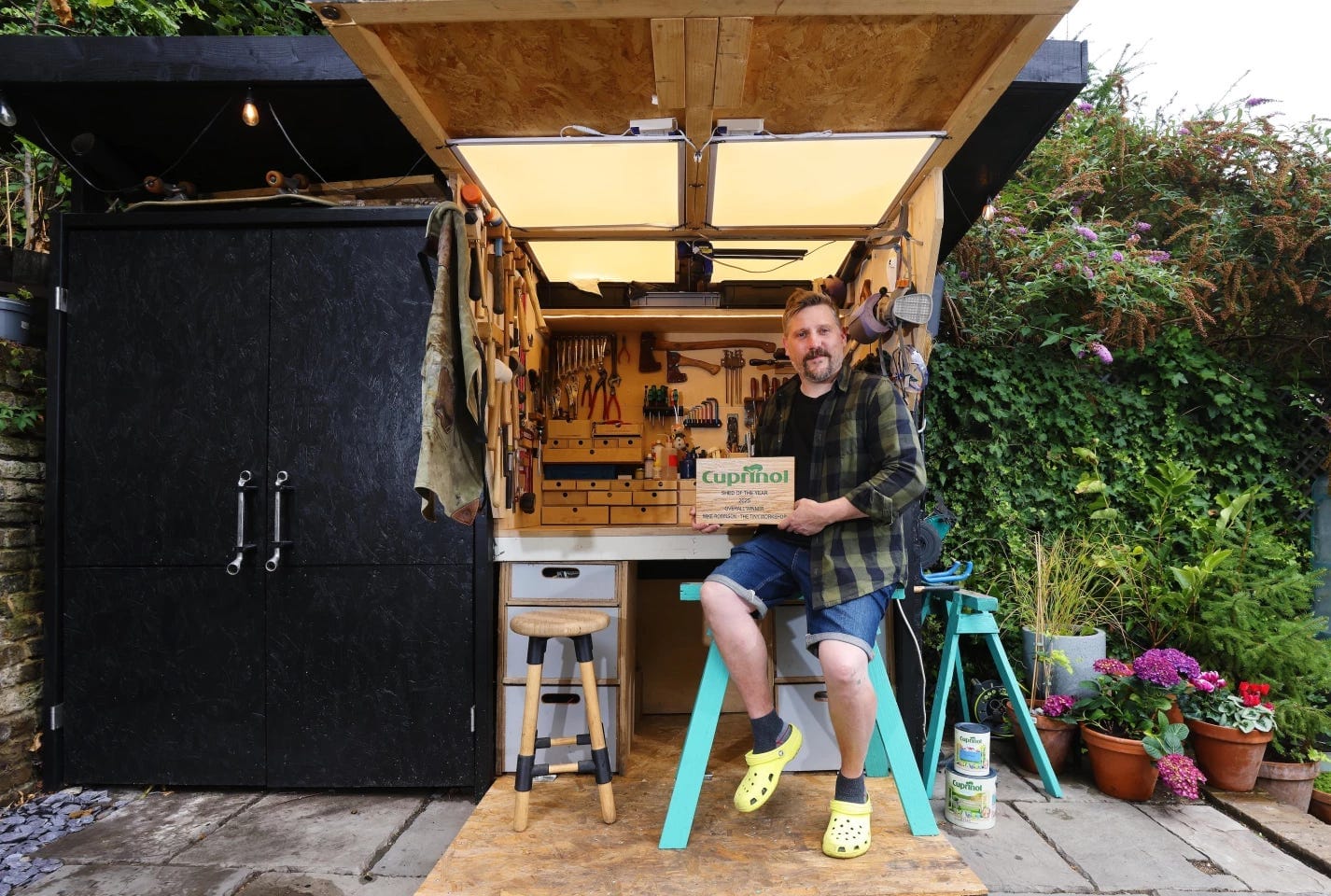 The Tiny Workshop was homemade from two sets of heavy duty steel shelving The Tiny Workshop was homemade from two sets of heavy duty steel shelving