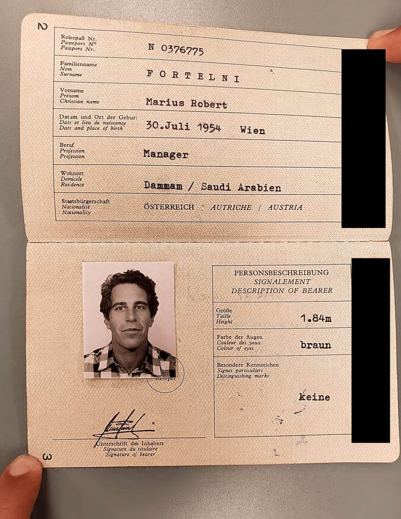 An expired Austrian passport in a fake name found in Jeffrey Epstein’s Manhattan townhouse in 2019 An expired Austrian passport in a fake name found in Jeffrey Epstein’s Manhattan townhouse in 2019