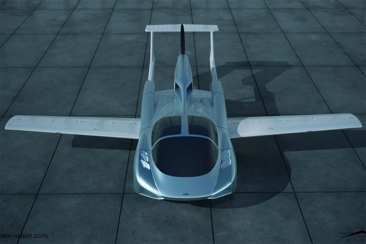 The AirCar is designed to look sleek and slot into a standard car parking lot on the ground, and slide out wings and its rear section when it's ready for takeoff The AirCar is designed to look sleek and slot into a standard car parking lot on the ground, and slide out wings and its rear section when it's ready for takeoff