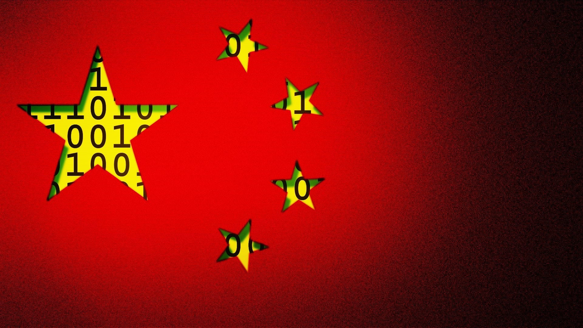 Illustration of the Chinese flag with binary code in the stars. Illustration of the Chinese flag with binary code in the stars.