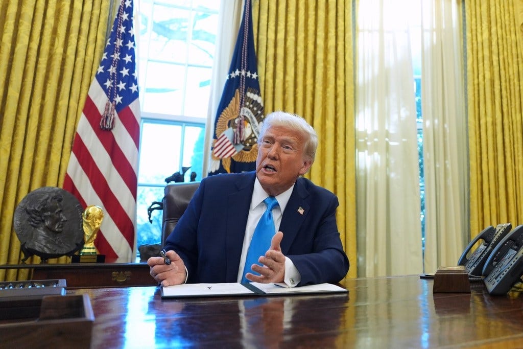 President Donald Trump speaks to reporters as he signs executive orders in the White House, Feb. 4, 2025, in Washington President Donald Trump speaks to reporters as he signs executive orders in the White House, Feb. 4, 2025, in Washington