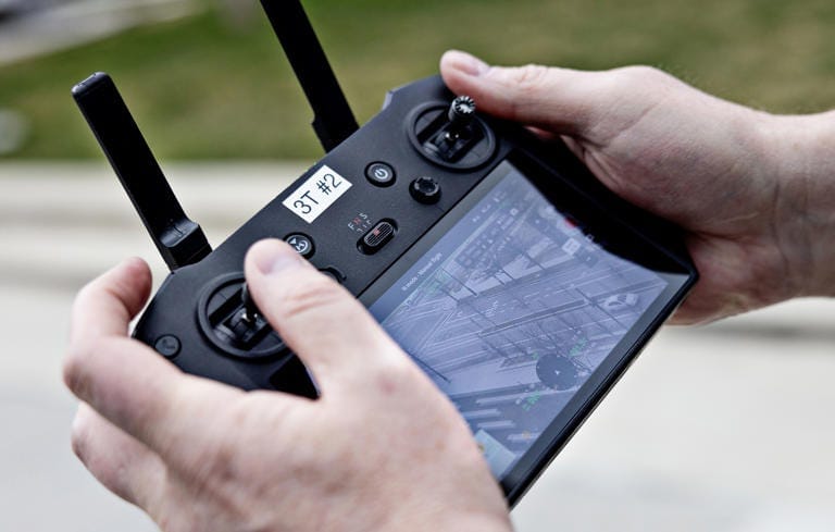 Police officers demonstrate their drone program outside the Salt Lake Public Safety building on March 7, 2024. Police officers demonstrate their drone program outside the Salt Lake Public Safety building on March 7, 2024.