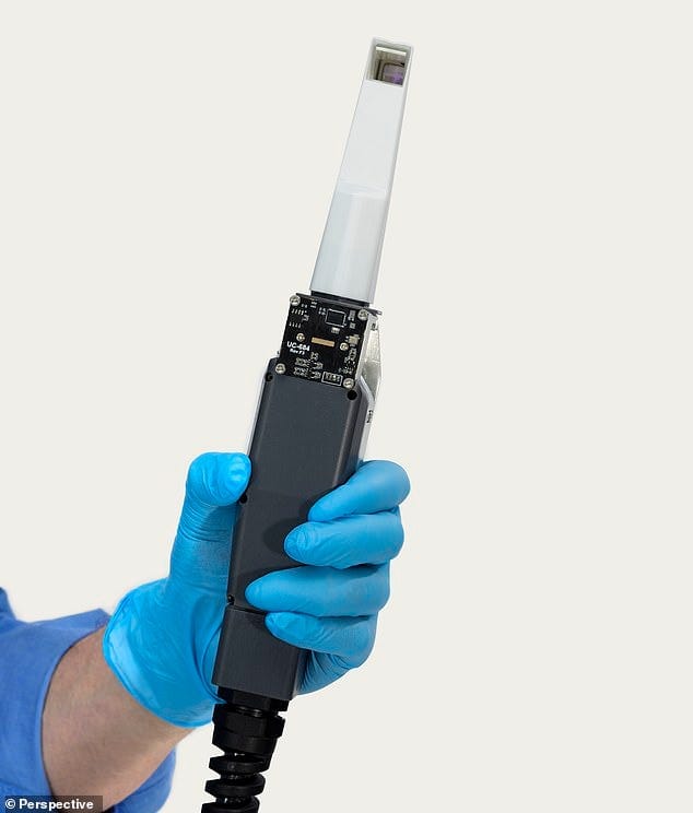The company uses a handheld scanning device to make a 3D model of the inside of the patient's mouth which the AI uses to autonomously plan the procedure The company uses a handheld scanning device to make a 3D model of the inside of the patient's mouth which the AI uses to autonomously plan the procedure