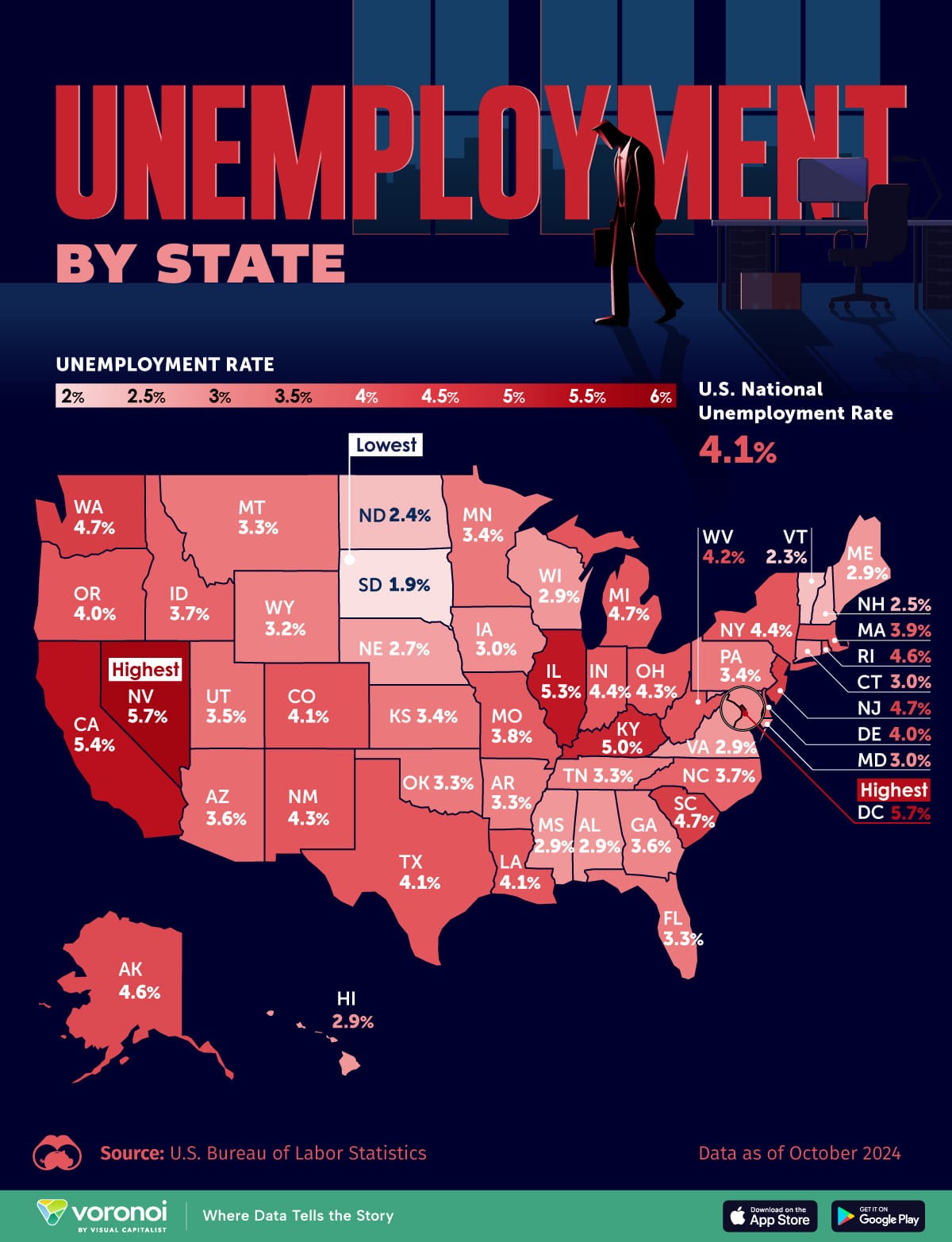 Mapped: Unemployment Rate By State in 2024 Mapped: Unemployment Rate By State in 2024