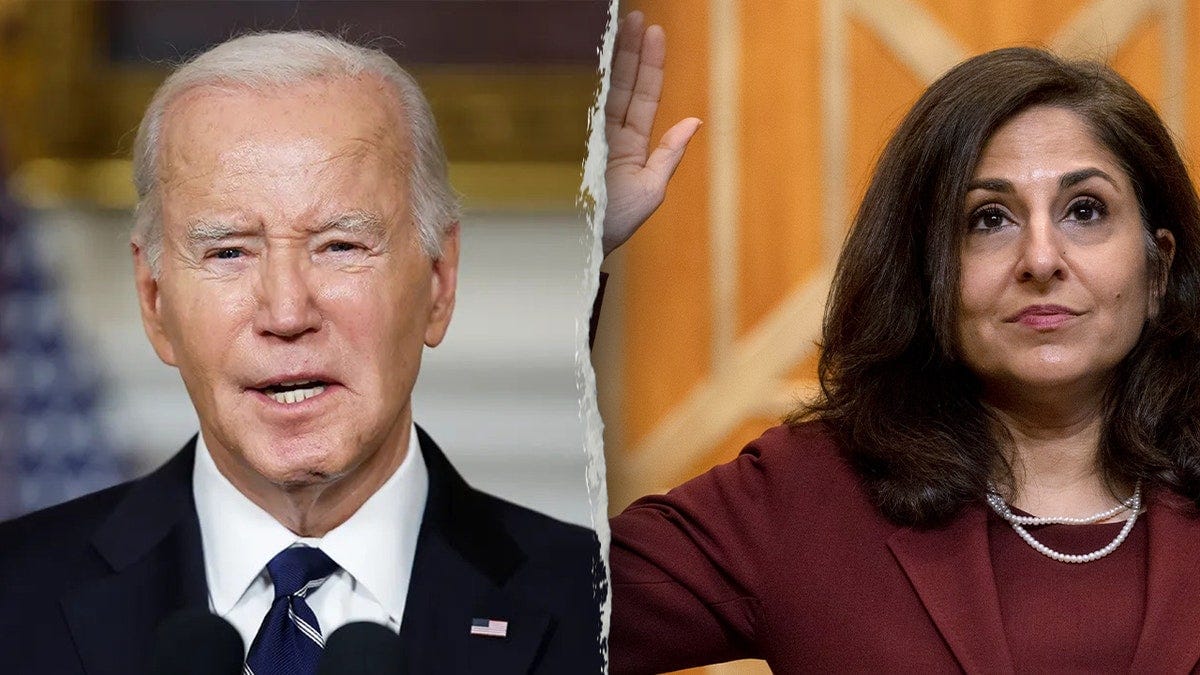 Joe Biden, left; former Biden aide Neera Tanden, right Joe Biden, left; former Biden aide Neera Tanden, right