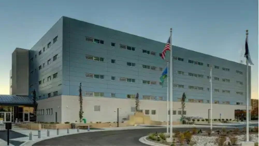 exterior of the muskegon prison with modular construction exterior of the muskegon prison with modular construction