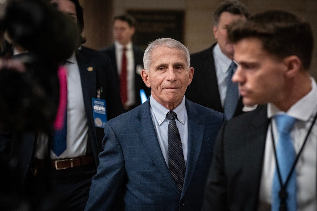 Dr. Anthony Fauci, in a suit and tie, arriving for a closed-door interview with the House Select Subcommittee on the Coronavirus Pandemic at the U.S. Capitol Dr. Anthony Fauci, in a suit and tie, arriving for a closed-door interview with the House Select Subcommittee on the Coronavirus Pandemic at the U.S. Capitol